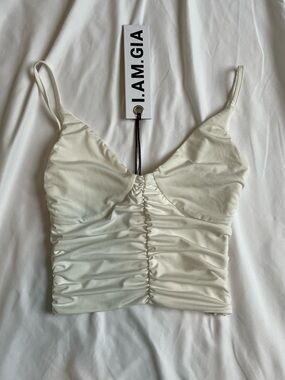 I.AM.GIA Cream Ruched Cami Top
